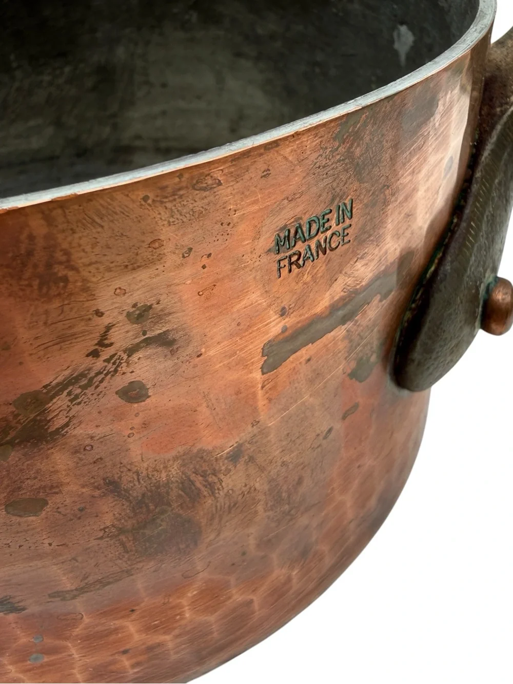 Vintage French Hammered Copper Saucepan Cast Iron Handle Made France 7.5 Inch